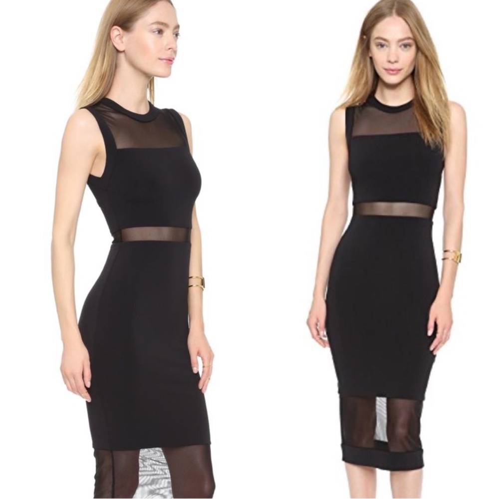 Alice + Olivia Black Sheer Panel Dress